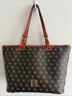 Dooney & Bourke Gretta Monogram Tote with Tan Accents